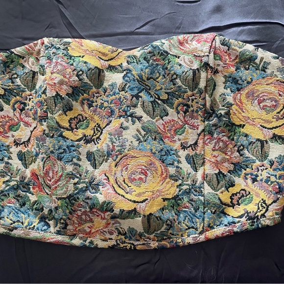 Altar'd State Tops - Altar'd State Floral Tapestry Corset - Yellow, Blue, Pink